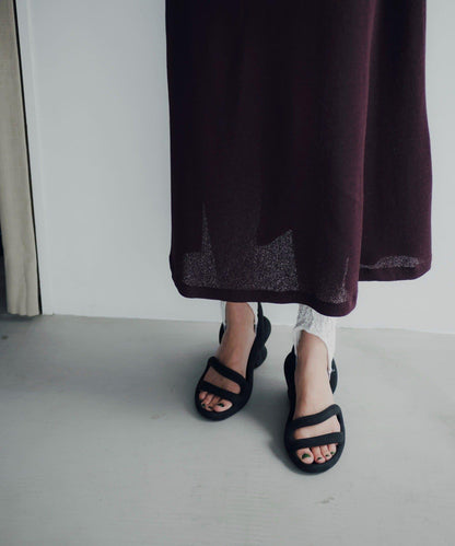 Waffle V-neck slit 連衣裙