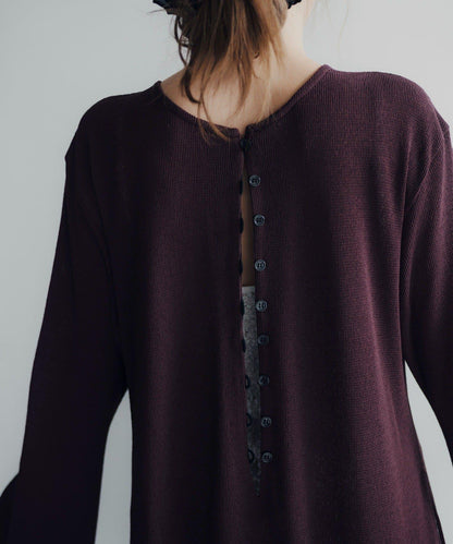 Waffle V-neck slit 連衣裙