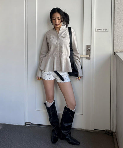 WHO'S WHO gallery 軍事風荷葉下襬女襯衫