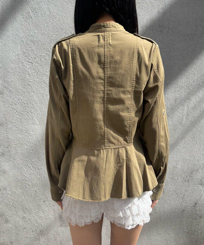 WHO'S WHO gallery 軍事風荷葉下襬女襯衫