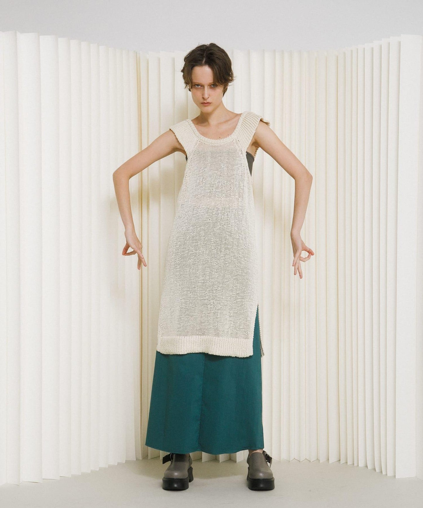 knit frill tunic