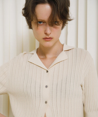 knit polo cardigan
