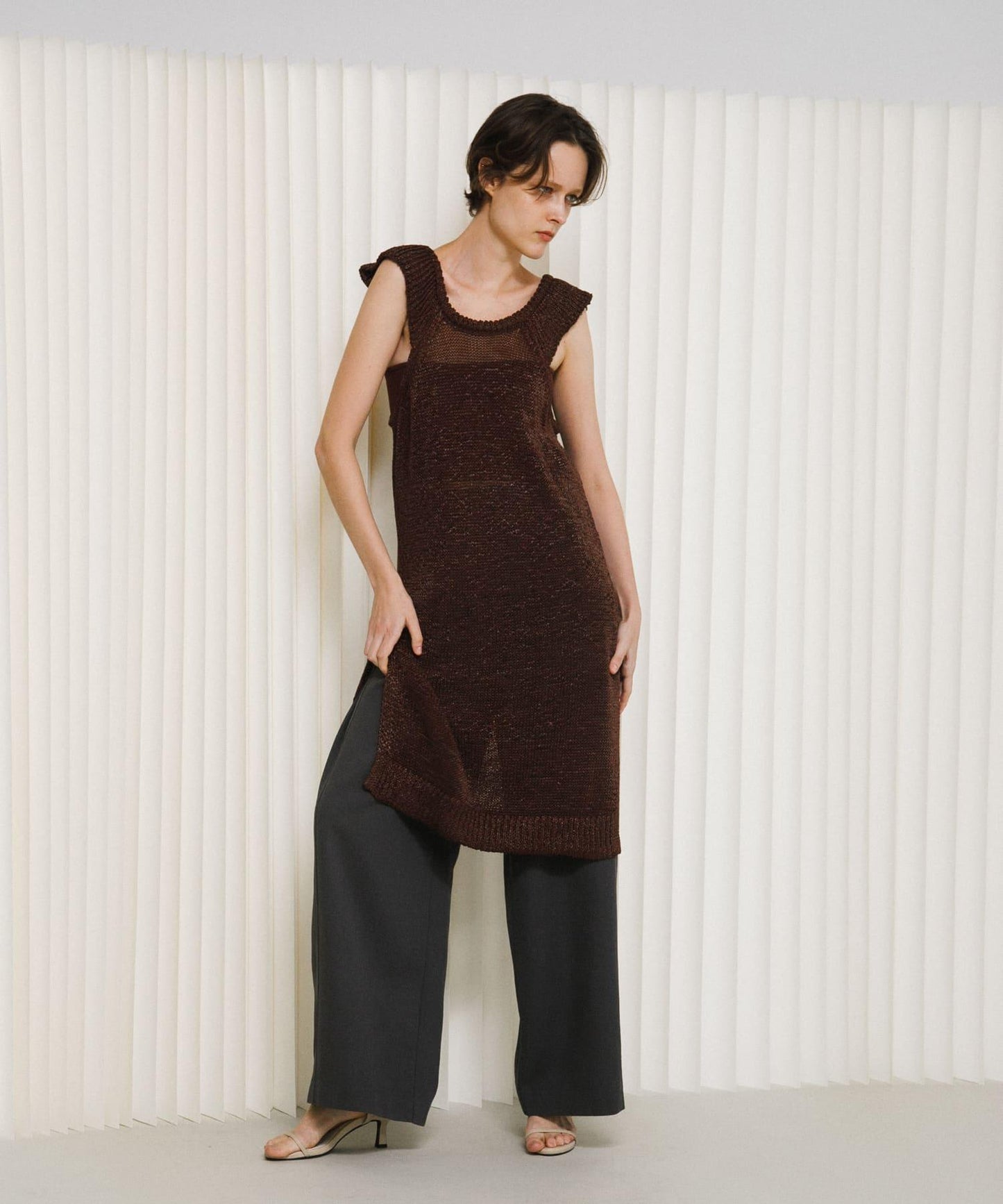 knit frill tunic