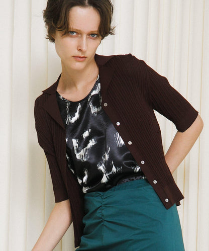 knit polo cardigan