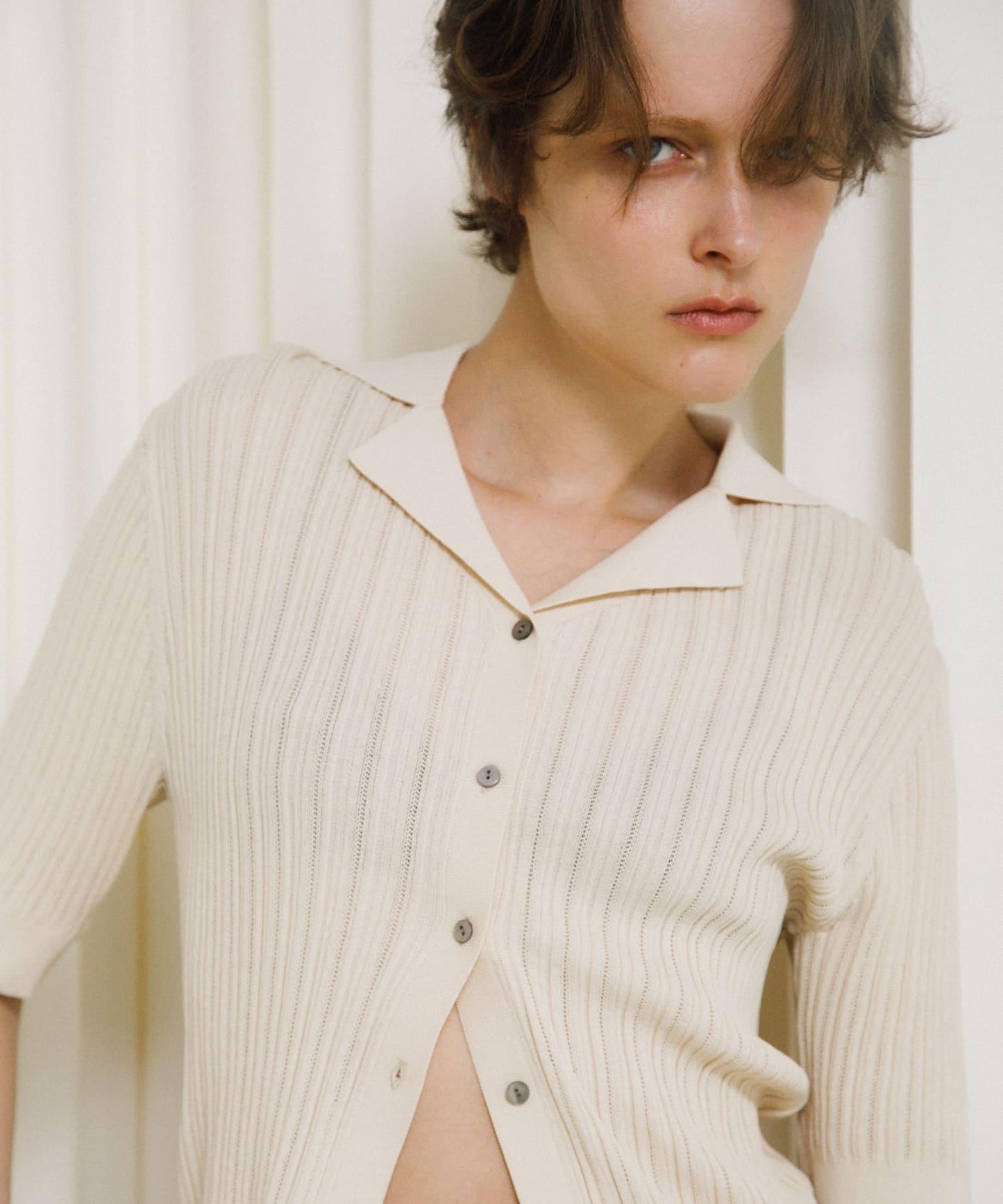 knit polo cardigan