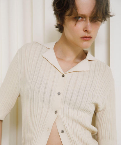 knit polo cardigan