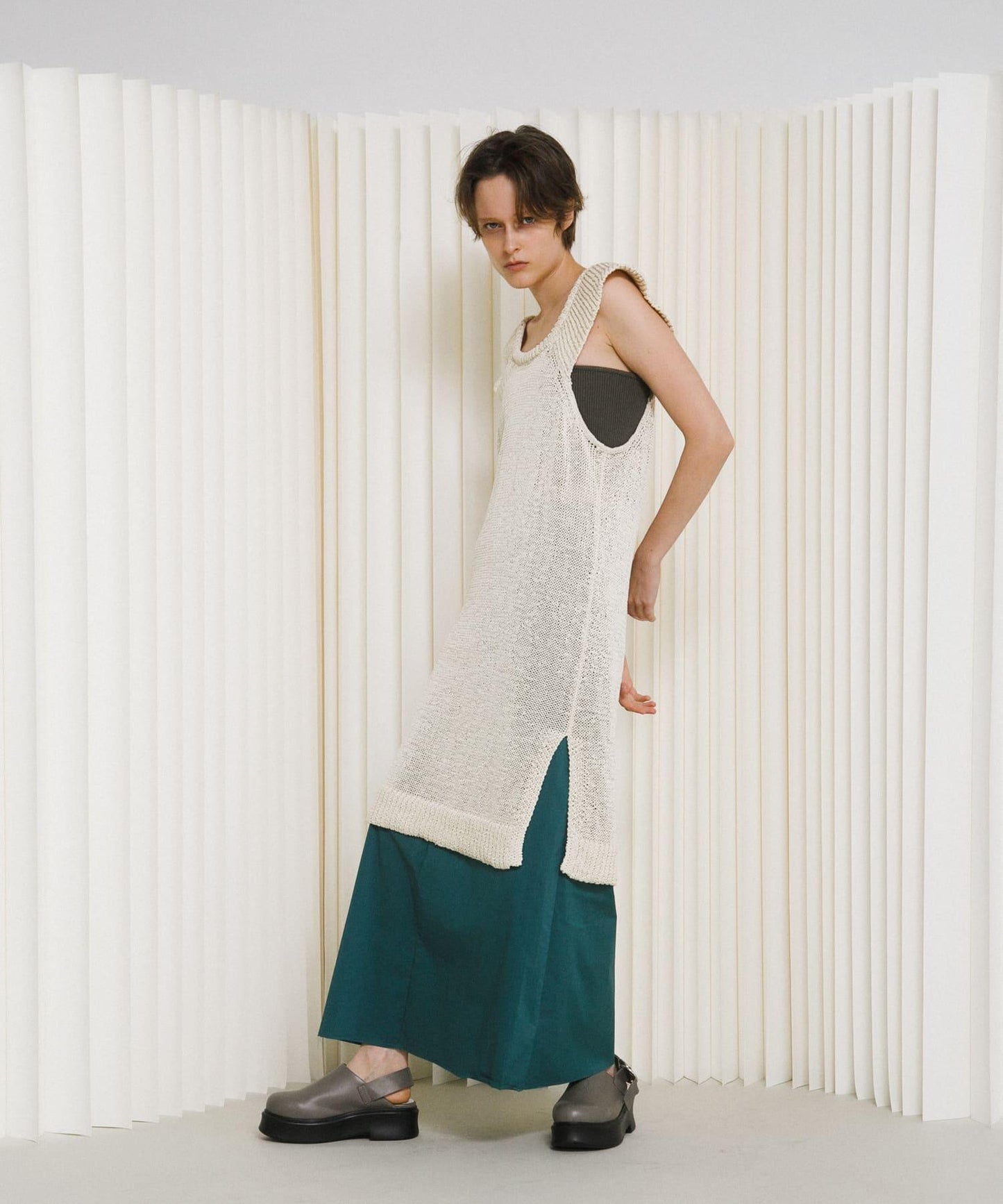 knit frill tunic