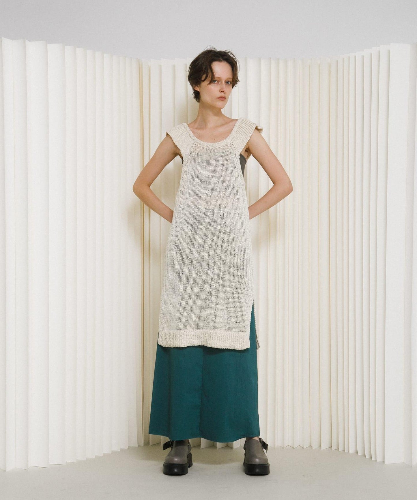 knit frill tunic