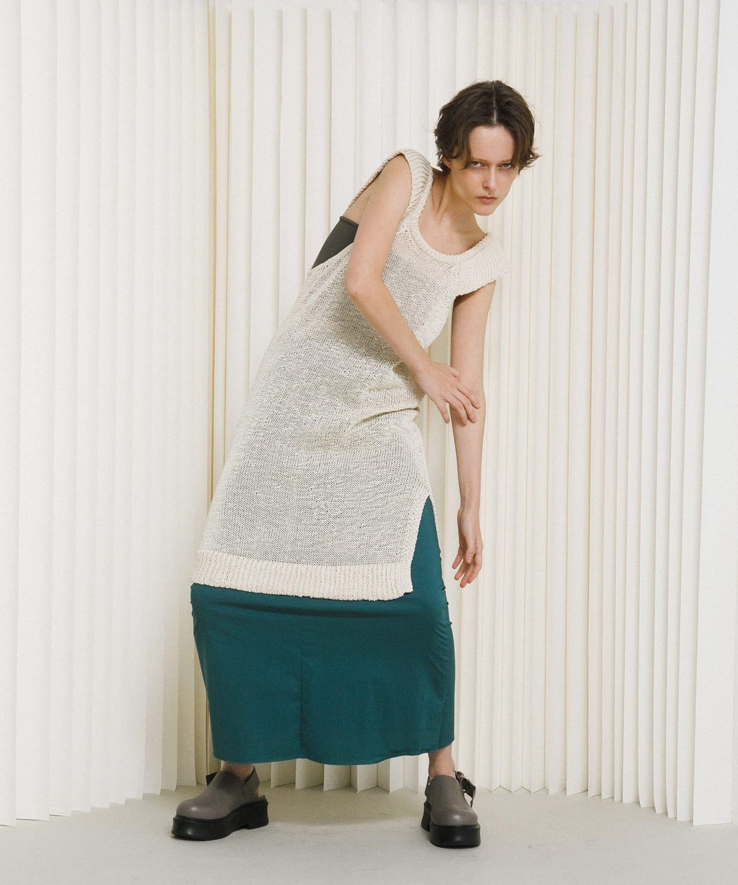 knit frill tunic