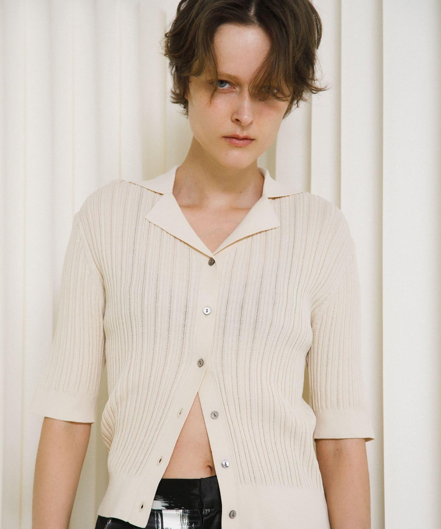 knit polo cardigan