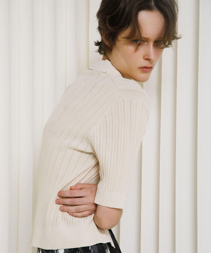 knit polo cardigan