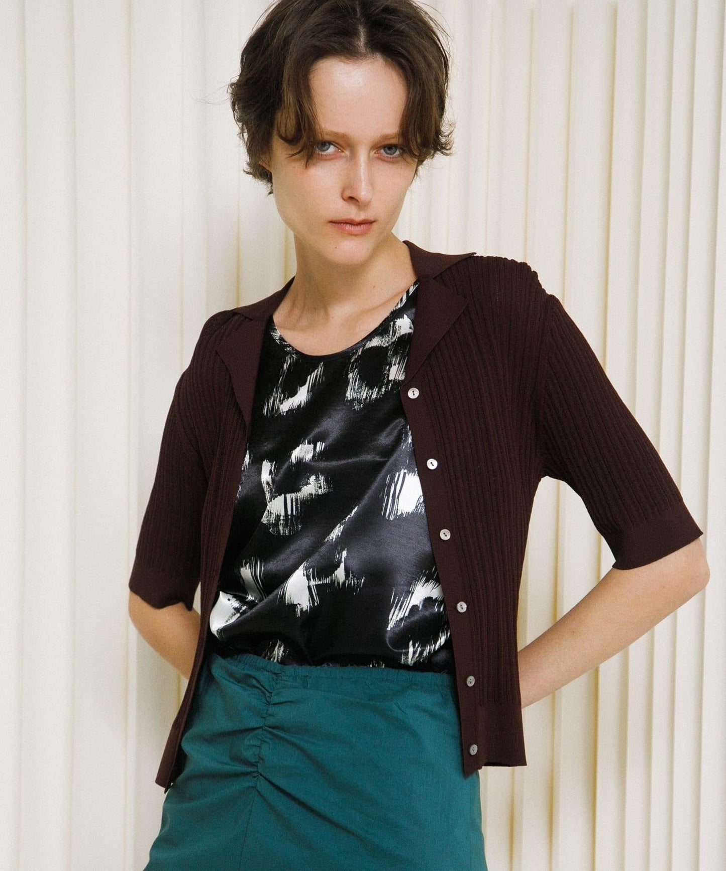 knit polo cardigan