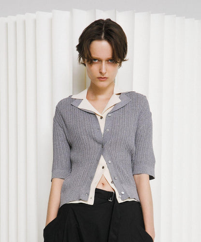 knit polo cardigan