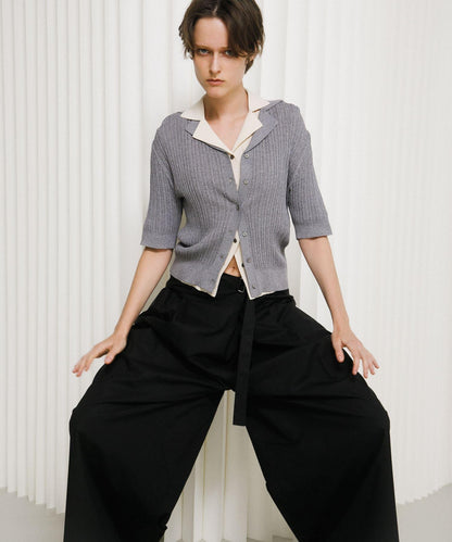 knit polo cardigan
