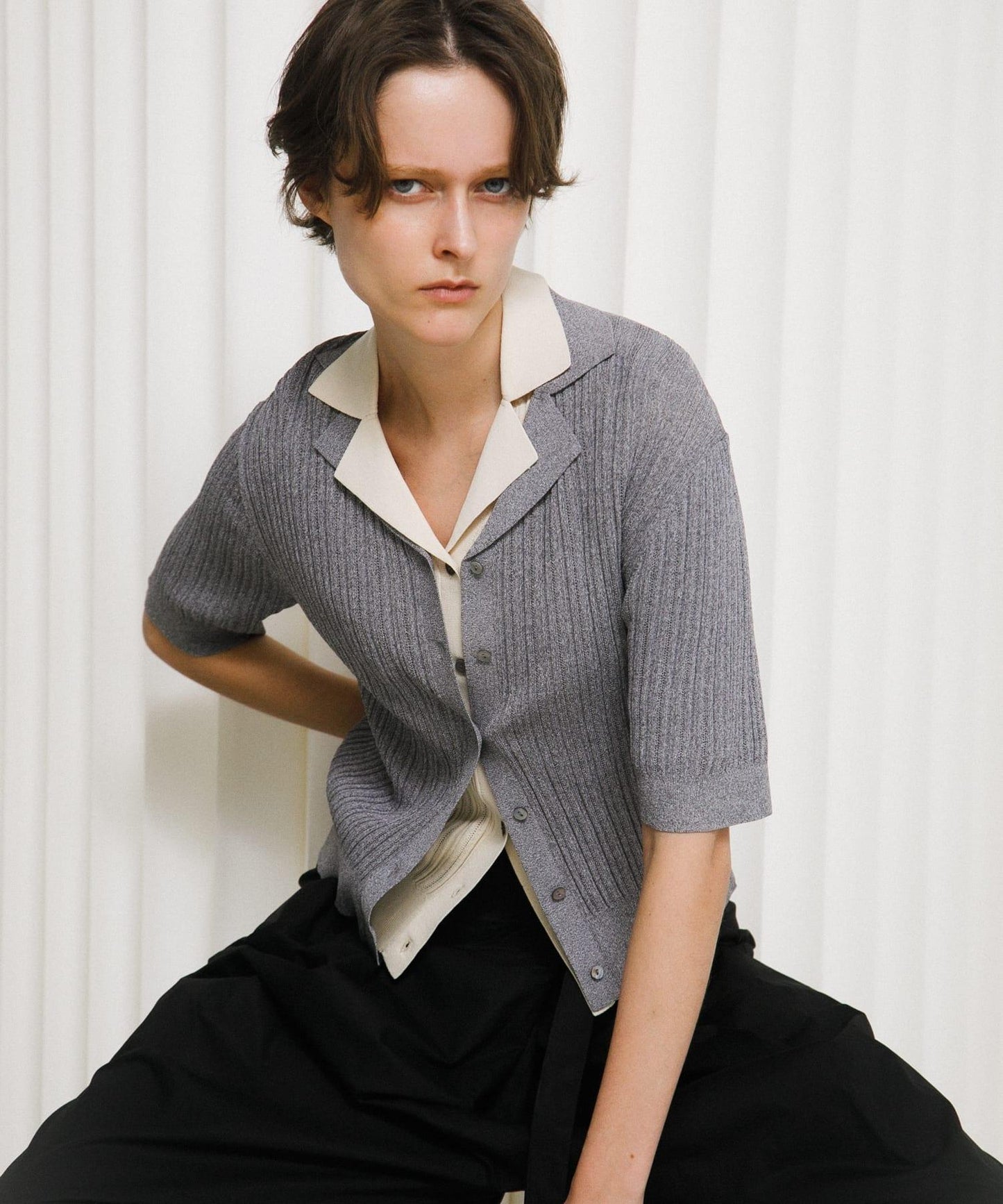knit polo cardigan