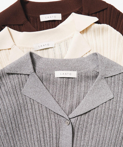 knit polo cardigan