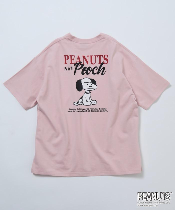 《PEANUTS》/《PEANUTS》（花生漫畫） POOCH T恤 大廓形 背部印花 圓領