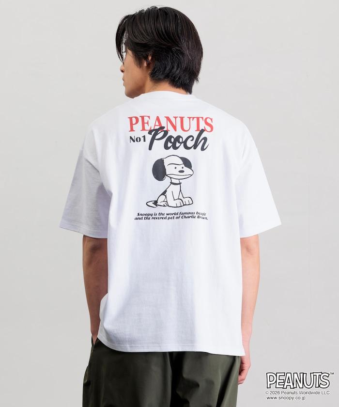 《PEANUTS》/《PEANUTS》（花生漫畫） POOCH T恤 大廓形 背部印花 圓領