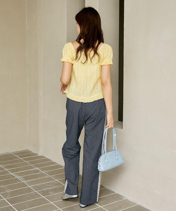 單點刺繡蕾絲女襯衫