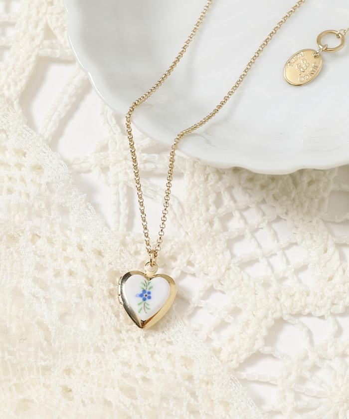 vintage porcelain heart necklace / COL26P-FH01 復古心形照片盒項鍊