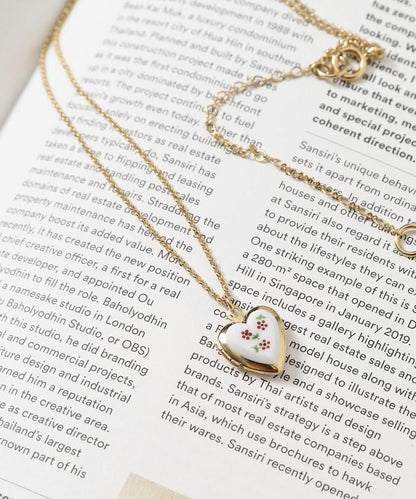 vintage porcelain heart necklace / COL26P-FH01 復古心形照片盒項鍊