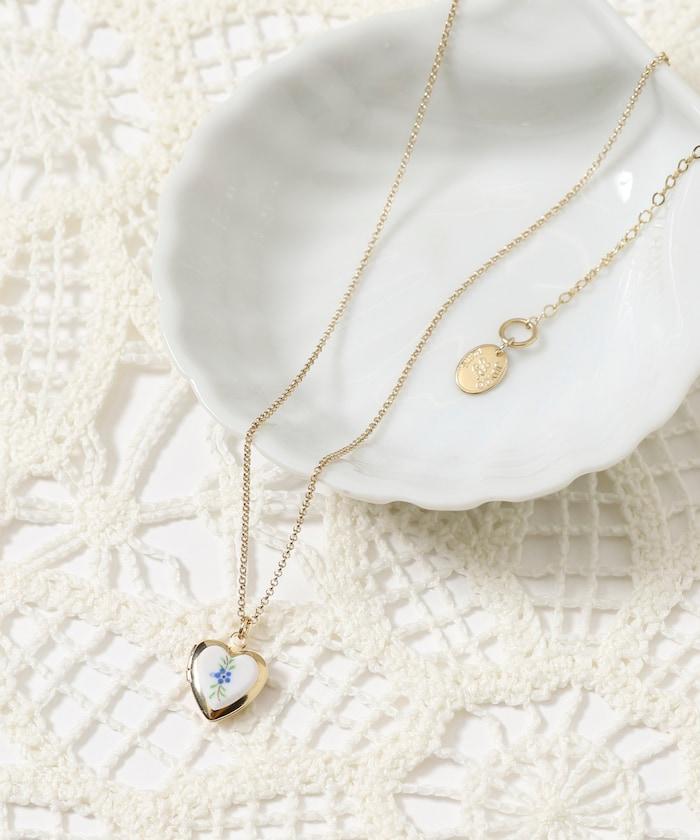vintage porcelain heart necklace / COL26P-FH01 復古心形照片盒項鍊