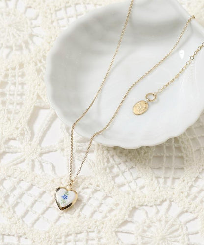 vintage porcelain heart necklace / COL26P-FH01 復古心形照片盒項鍊