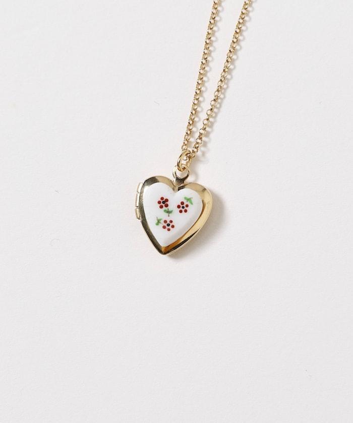 vintage porcelain heart necklace / COL26P-FH01 復古心形照片盒項鍊