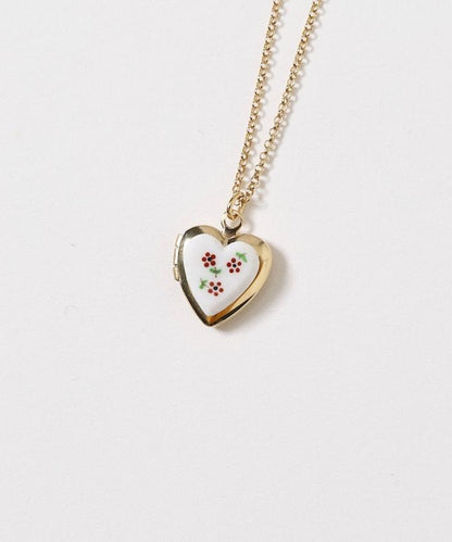 vintage porcelain heart necklace / COL26P-FH01 復古心形照片盒項鍊