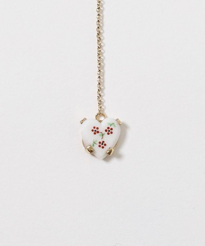 vintage porcelain heart earring BO-26P-FH01-B 復古心形鏈條耳飾