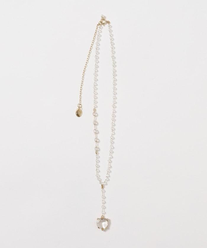 vintage glass heart necklace COL26P-40 復古心形玻璃鏈條項鍊