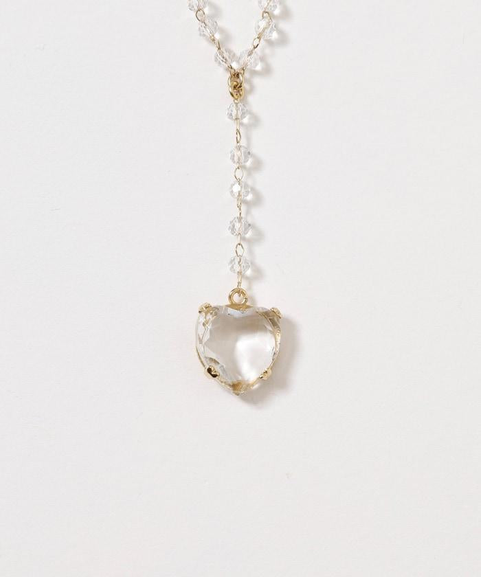 vintage glass heart necklace COL26P-40 復古心形玻璃鏈條項鍊