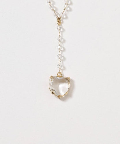 vintage glass heart necklace COL26P-40 復古心形玻璃鏈條項鍊