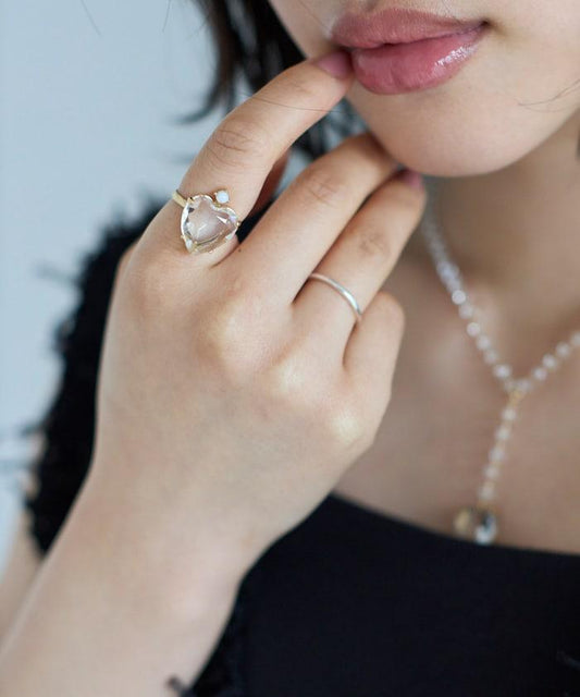 vintage glass heart ring BA26P-40FH 復古愛心玻璃戒指