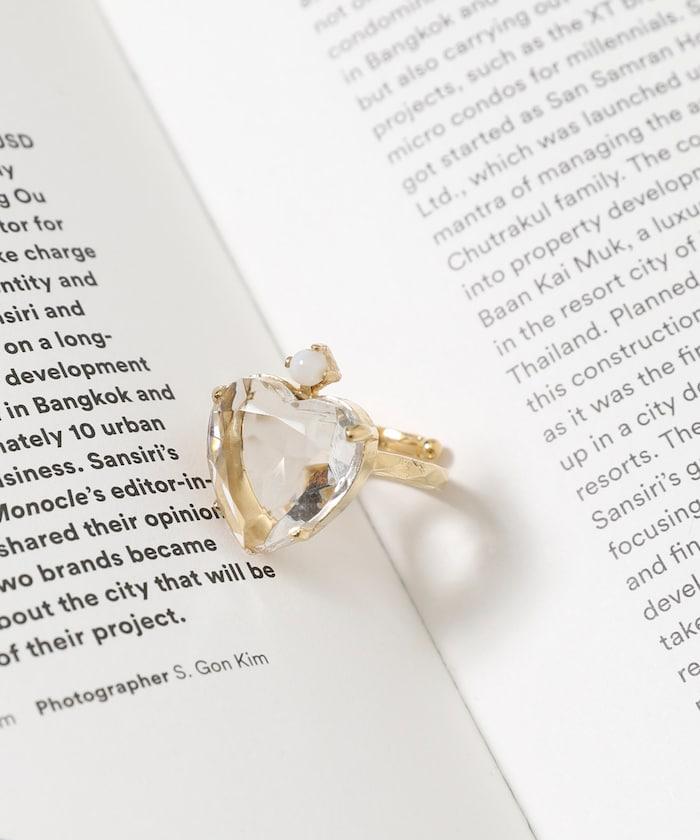 vintage glass heart ring BA26P-40FH 復古愛心玻璃戒指