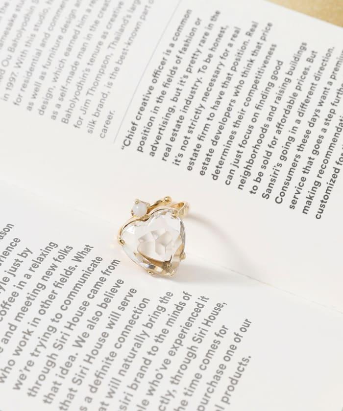 vintage glass heart ring BA26P-40FH 復古愛心玻璃戒指