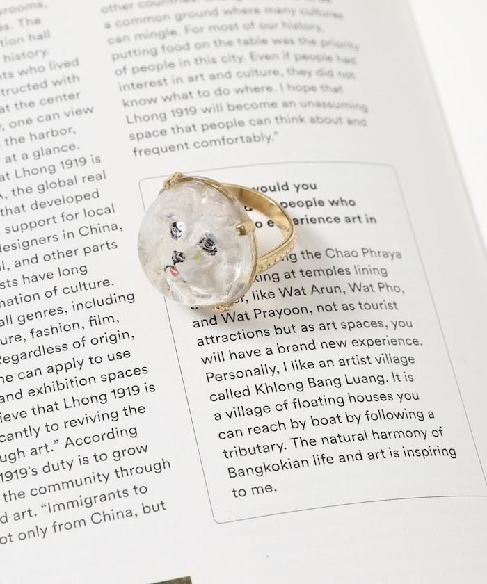vintage glass dog ring dome BA25H-FH01A 玻璃狗造型戒指