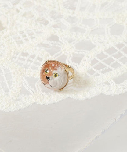 vintage glass dog ring dome BA25H-FH01A 玻璃狗造型戒指