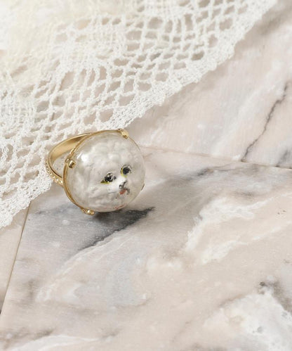 vintage glass dog ring dome BA25H-FH01A 玻璃狗造型戒指