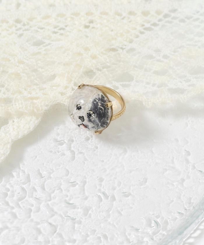 vintage glass dog ring dome BA25H-FH01A 玻璃狗造型戒指