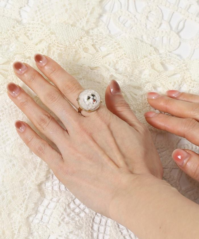 vintage glass dog ring dome BA25H-FH01A 玻璃狗造型戒指