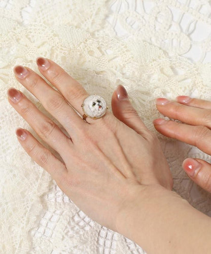 vintage glass dog ring dome BA25H-FH01A 玻璃狗造型戒指