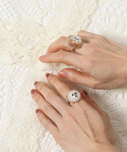 vintage glass dog ring dome BA25H-FH01A 玻璃狗造型戒指