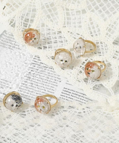 vintage glass dog ring dome BA25H-FH01A 玻璃狗造型戒指