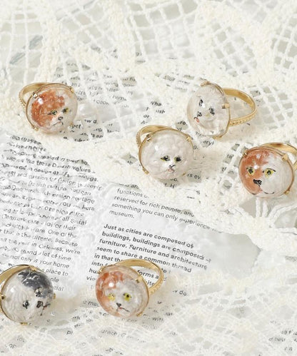 vintage glass dog ring dome BA25H-FH01A 玻璃狗造型戒指
