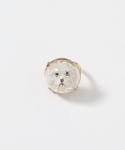 vintage glass dog ring dome BA25H-FH01A 玻璃狗造型戒指