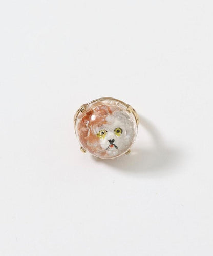 vintage glass dog ring dome BA25H-FH01A 玻璃狗造型戒指