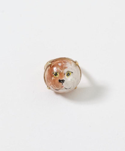 vintage glass dog ring dome BA25H-FH01A 玻璃狗造型戒指