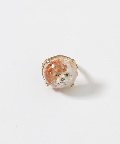 vintage glass dog ring dome BA25H-FH01A 玻璃狗造型戒指
