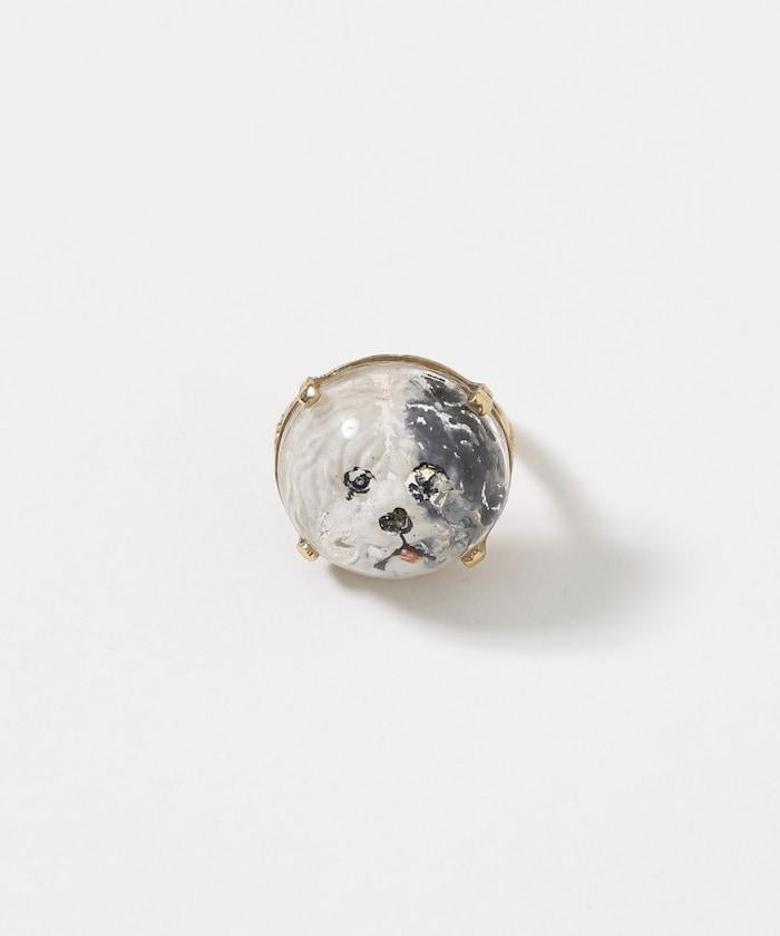vintage glass dog ring dome BA25H-FH01A 玻璃狗造型戒指
